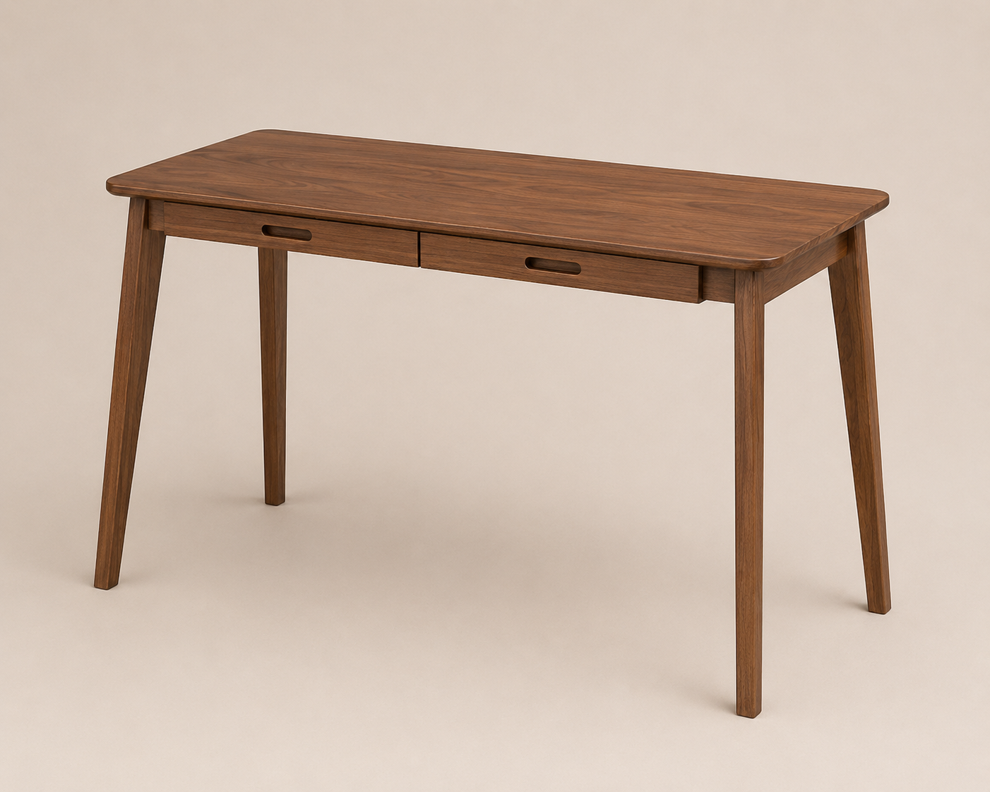 Solid walnut wood writing desk with two drawers