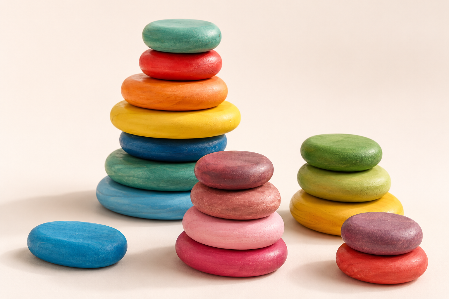Extra Large Stacking Rocks — colourful wooden stacking pebbles